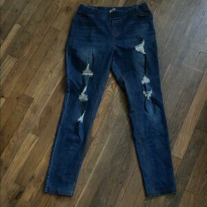 JVINI Dark Blue Distressed Skinny Jeans